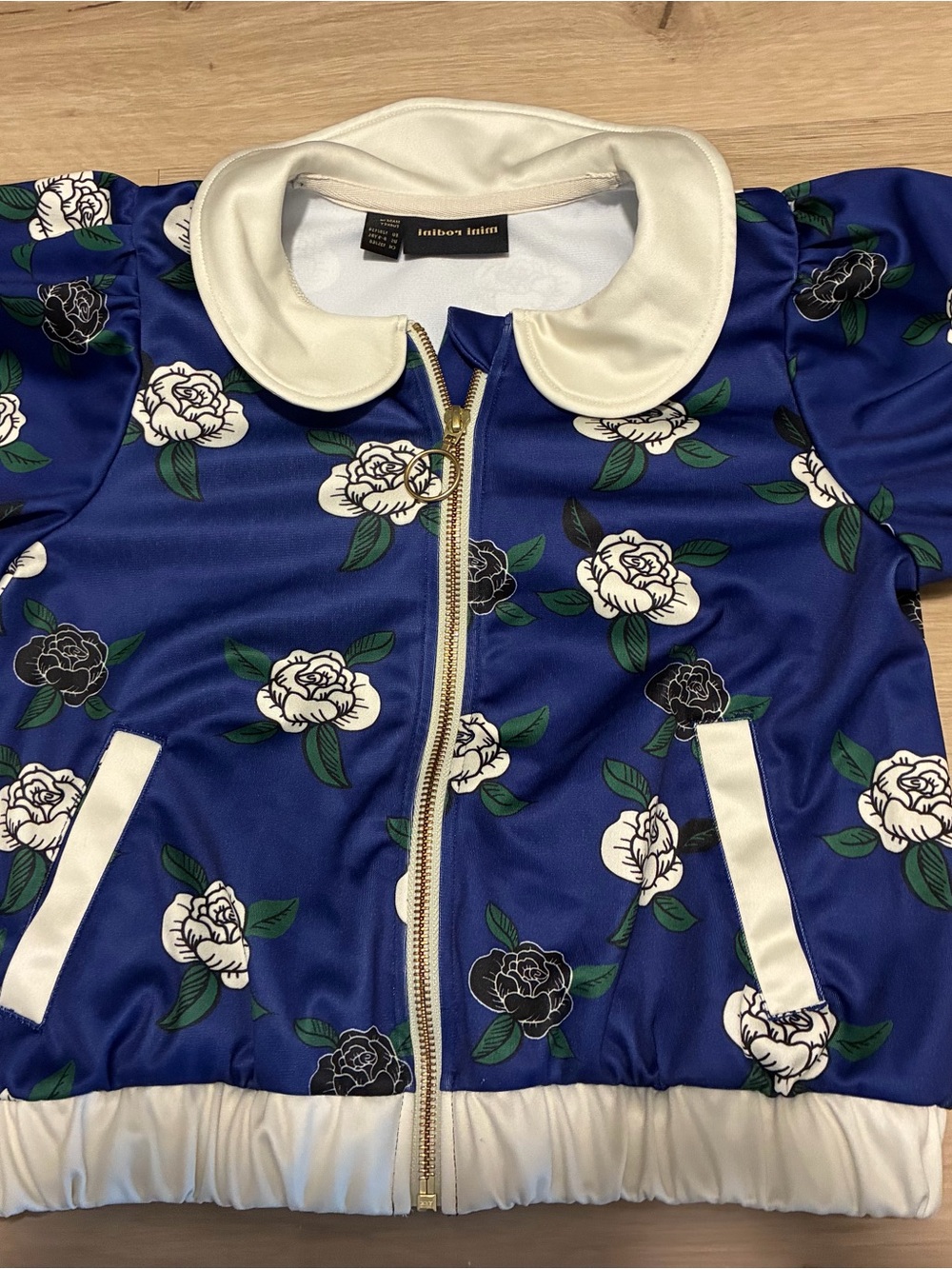 Mini Rodini purple/Blue Floral Jacket with White Trim